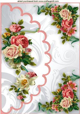 Beautiful Roses for a Lady on Scalloped Envelope A4