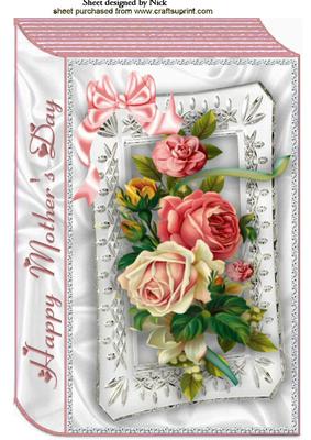 Beautiful Roses for Mum on Folded Book A4