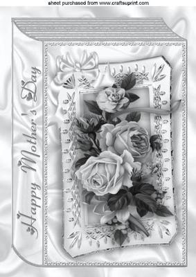 Black/white Rose Design in Frame on Folded Book A4