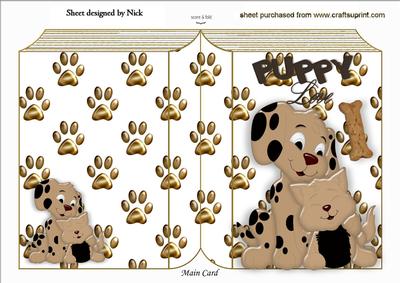 Cute Puppy in Love with Kitty, Folded Book