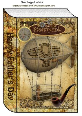 Steampunk Airship with Pipe & Clock Fathers Day Book A4