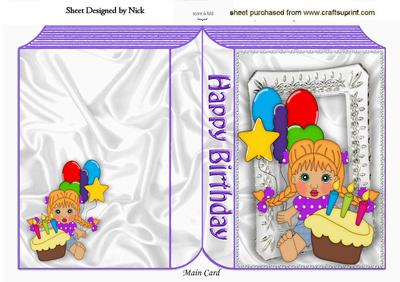 Happy Birthday Little Girl with Balloons, Folded Book
