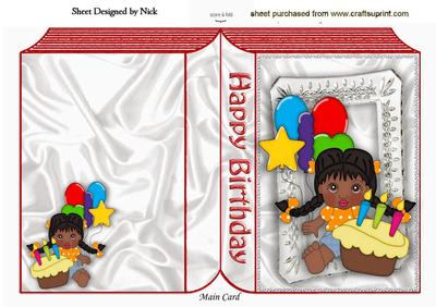 Happy Birthday Little Ethnic Girl with Balloons Folded Book