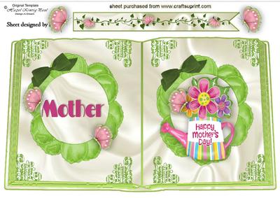 Watering Can of Flowers for Mothers Day Open Book A4