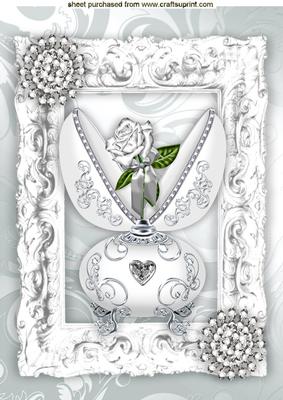 Beautiful Silver Rose in Porcelyn Egg A4