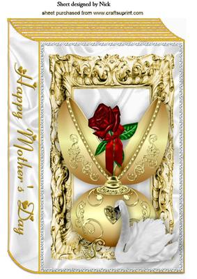 Gold Rose in Porcelyn Egg with Swan for Mum A4 Book