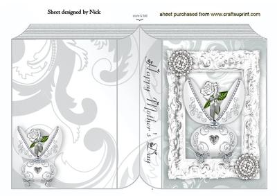 Silver Rose in Porcelyn Egg, Mothers Day Folded Book