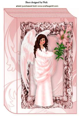 Angel with Pink Lillies in Frame Book A4