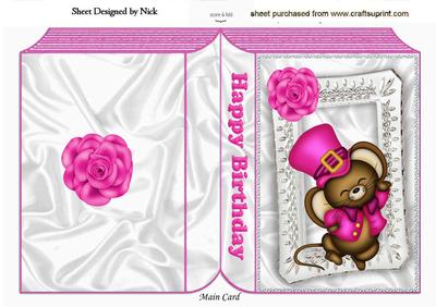 Cute Little Mouse in Pink, Pink Star Frame Folded Book