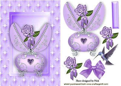 Lilac Rose in Porcelain Egg with Kingfisher in Star Frame