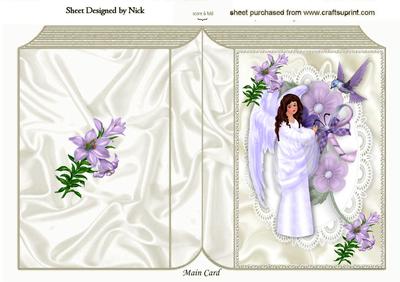 Lillies with Angel on Lace On, Folded Book