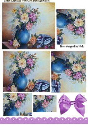 Pretty Vase of Roses with Bow Pyramids