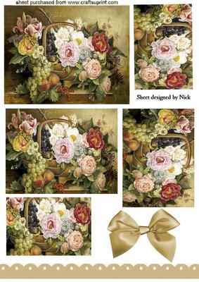 Pretty Basket of Flowers, with Bow, Pyramids