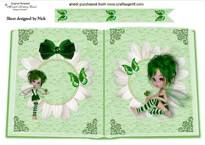 Little Fairies in Green with Butterflies, Open Book A4