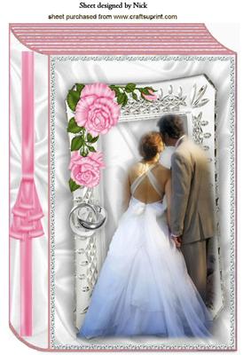Wedding Couple with Pink Roses in Silver Rame, Book A4