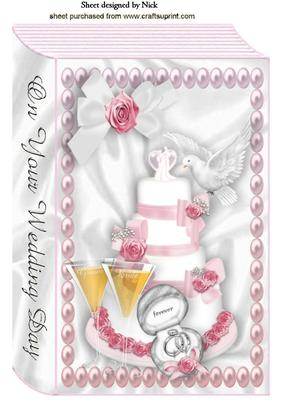 Wedding Cake, and Champagne Glasses, with Doves Book A4
