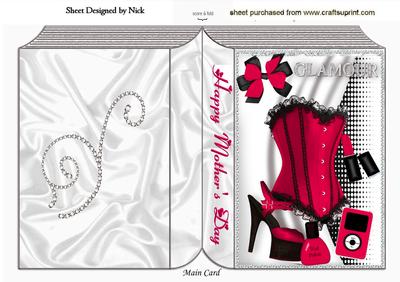 Sexy Red Basque with Shoes Mothers Day Folded Book