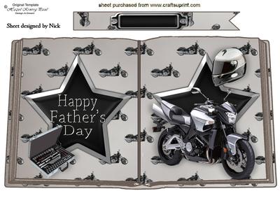 Motor Bike with Helmet Fathers Day A4 Open Book