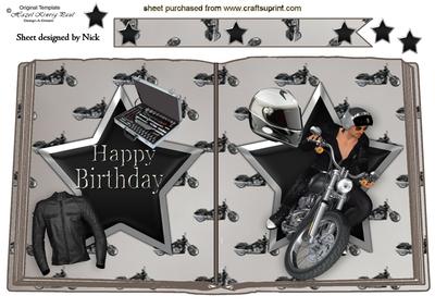 Leather Jacket with Biker, on Open Book A4