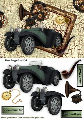 Vintage Car with Steampunk Nostalgia