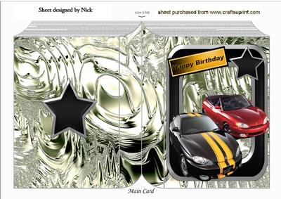 Sports Cars on Silver Mettalic Folded Book