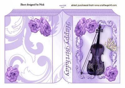 Purple Roses with Purple Violin on Folded Book