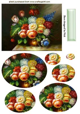 Mixed Vintage Flowers Oval Pyramids
