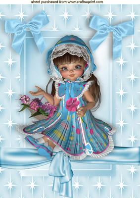 Little Lady in Star Frame with Basket of Flowers A4