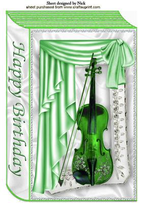 Green Violin with Drapes and Bow, Book A4