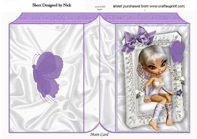 Sitting Down Fairy in Frame with Big Bow Folded Book
