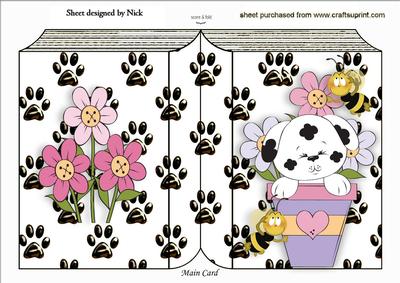 Cheeky Puppy in Plant Pot, Folded Book