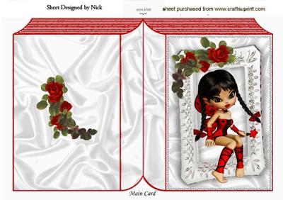 Pretty Fairy with Red Roses Folded Book