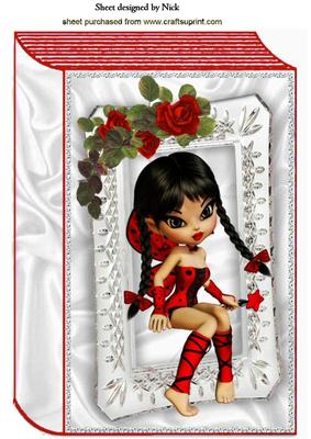 Pretty Fairy with Red Roses Book A4