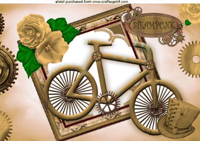 Ladies Gold Steampunk Bike with Roses and Hat A4