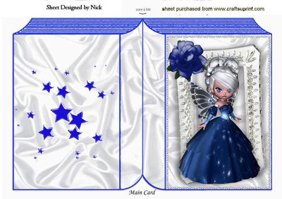 Blue Fairy, with Blue Rose Folded Book