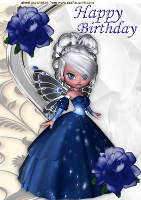 Pretty Blue Fairy, with Blue Roses A4