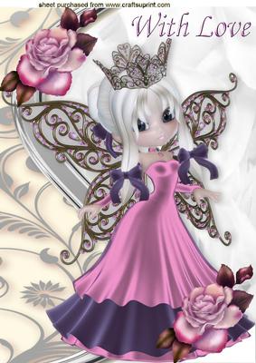 Pretty in Pink Fairy with Pink Rose A4
