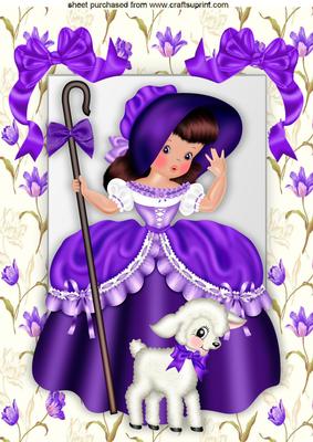 Little Bo Peep with Her Cute Little Lamb A4