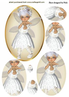 Pretty Kiki Fairy in White Oval Pyramids