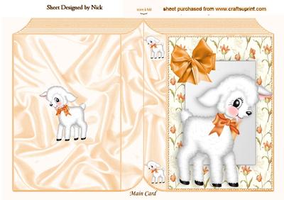 Cute Little Lamb in Flowered Frame Folded Book