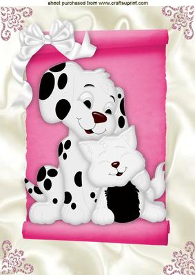Best of Friends Cute Little Dog and Kitten A4