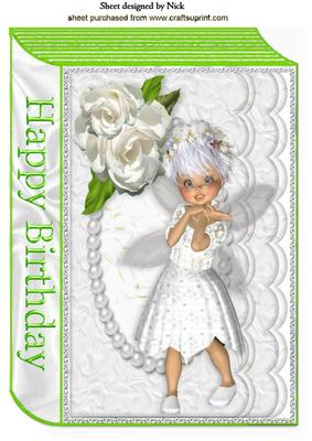 Cute Little Kiki Fairy in White with Rose on A4 Book