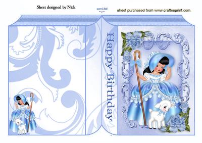 Little Bo Peep in Blue with Little Lamb Folded Book