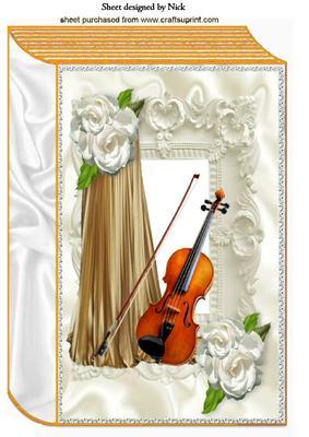 Violin with White Roses and Gold Drapes A4 Book