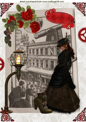 Red Roses for a Steampunk Lady with Nostalgia A4