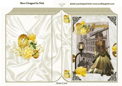 Steampunk Lady with Yellow Roses Nostalgia Folded Book
