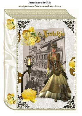 Steampunk Lady with Yellow Roses A4 Book