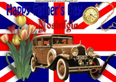 Union Jack, Vintage Car Nostalgia for Fathers Day A4
