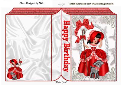 Little Bo Peep in Red with Little Lamb Folded Book