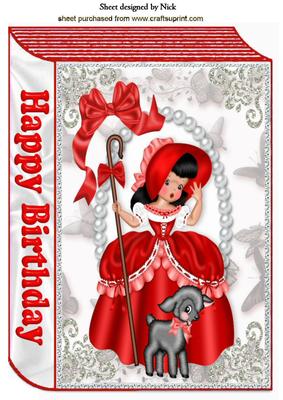 Little Bo Peep in Red with Little Lamb A4 Book